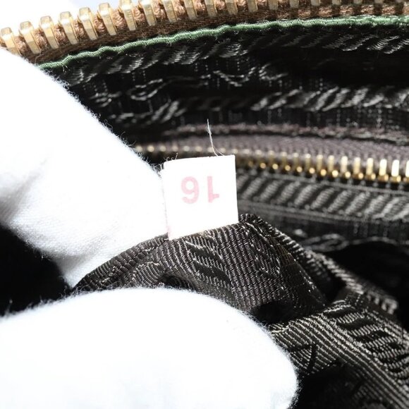 PRADA Shoulder Bag Nylon Leather Beige Gold Auth 140625 - Picture 10 of 16